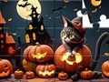 Hra Skládačka: Halloweenská kočka 