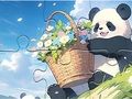 Hra Skládačka: Košík květina Panda 