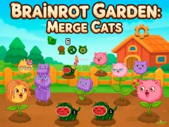 Hra Brainrot Garden. Merge Cats
