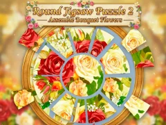 Hra Round jigsaw Puzzle 2 - Assemble Bouquet flowers