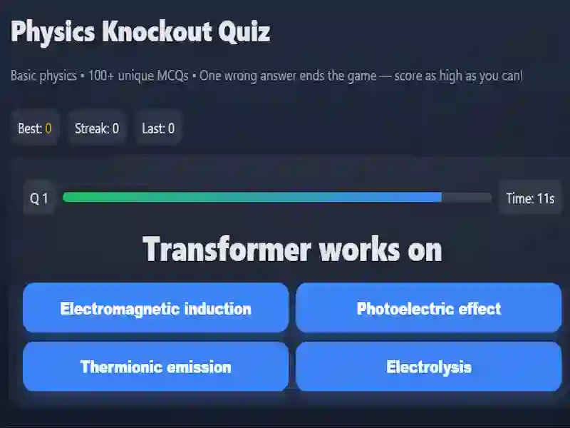 Hra Physics knowledge quiz