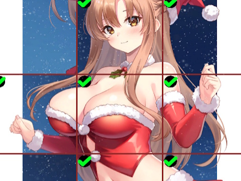 Hra Anime Dívky V červených šatech Dlaždice Puzzle 