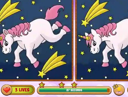Hra Unicorn najde rozdíly 