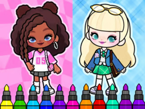 Hra Omalovánky: Aha World Sporty Girl 