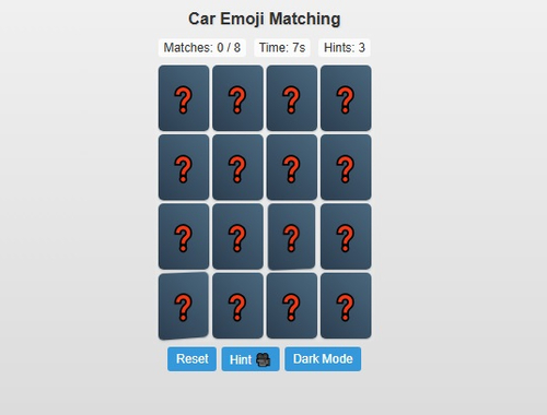 Hra Auto emoji odpovídající 