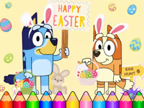 Hra Omalovánky: Bluey Happy Velikonoce 